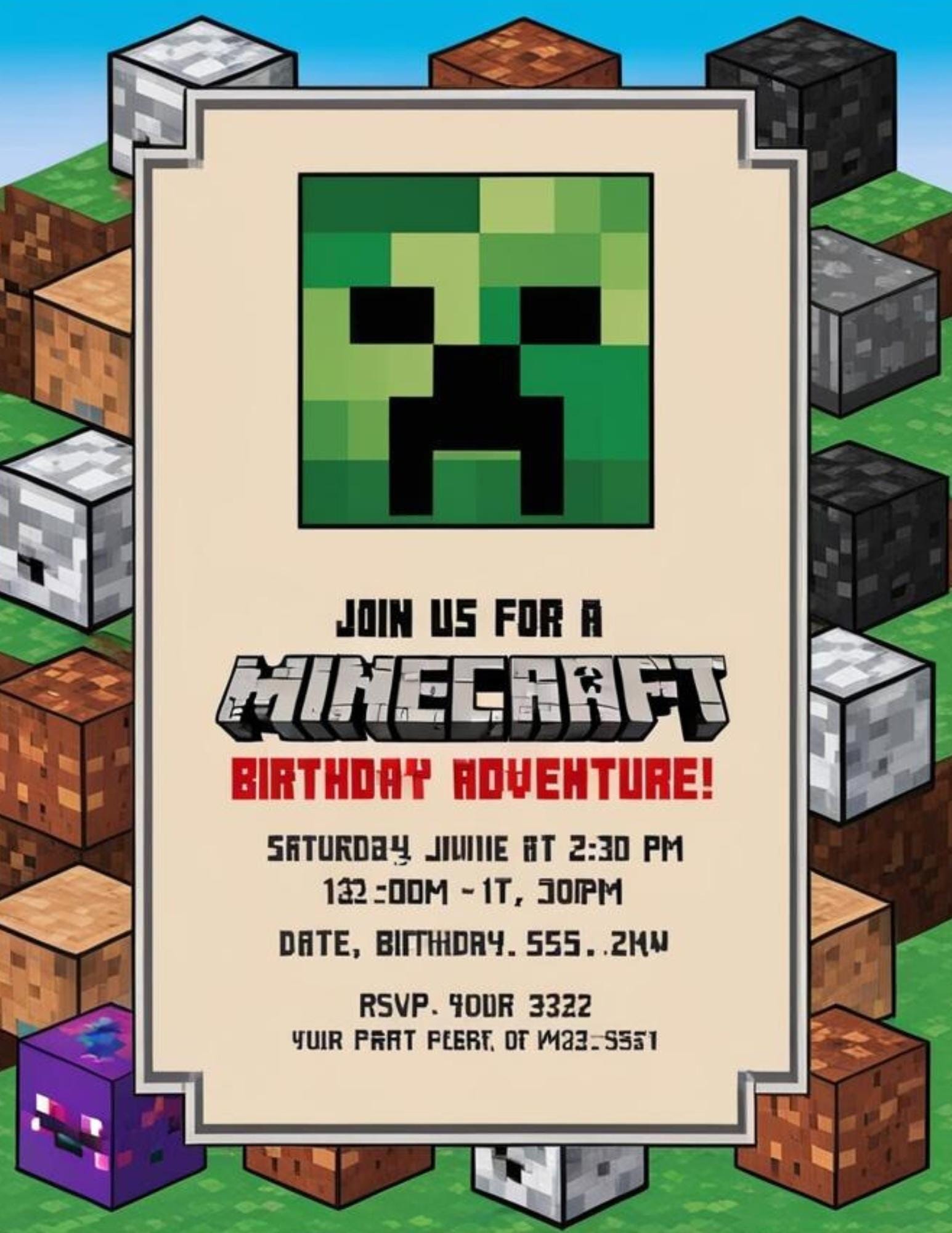 Minecraft Birthday SVG 4-IN-1 Bundle
