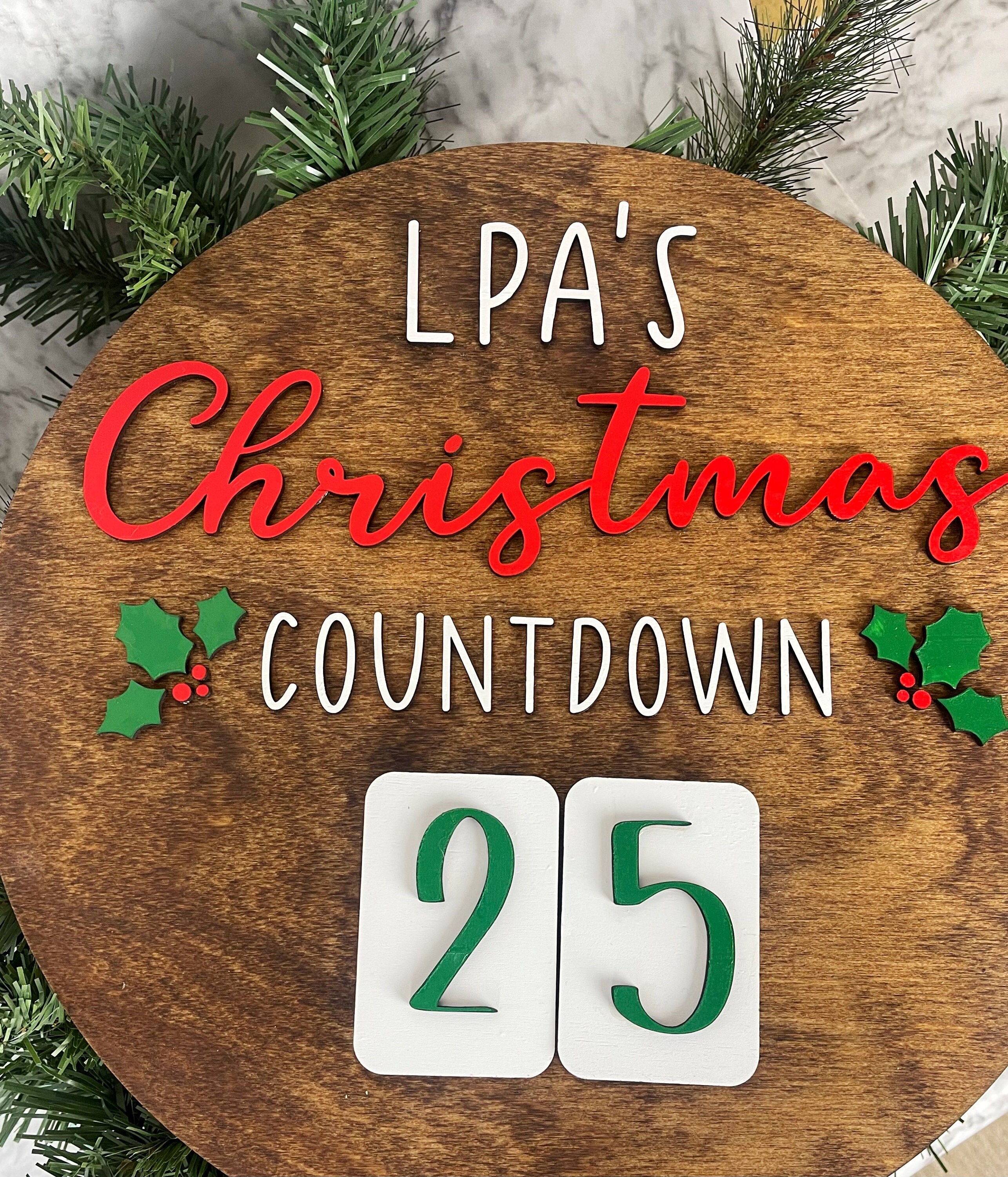 Personalized Christmas Sign Christmas Countdown Wooden Etsy