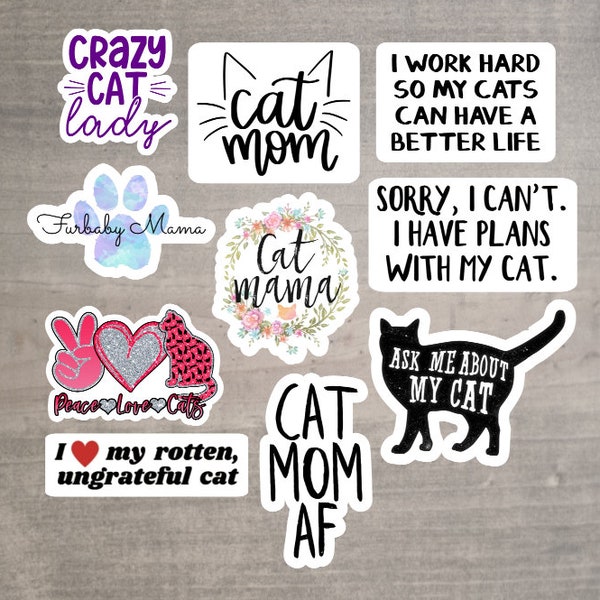 Cat Mom Stickers - Crazy Cat Lady