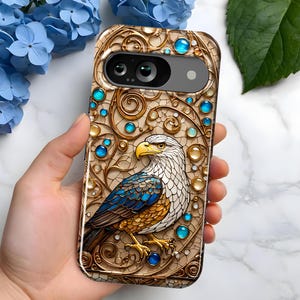 Eagle Stained Glass Mosaic Phone Case | Google Pixel 9, 8, 7, 6 | 6a, 7a, 8a | Pro XL | Perfect Gift for Art Lovers
