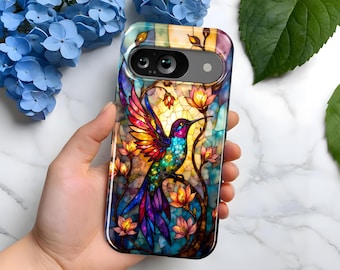 Hummingbird-telefoonhoesje voor glas-in-lood voor Google Pixel