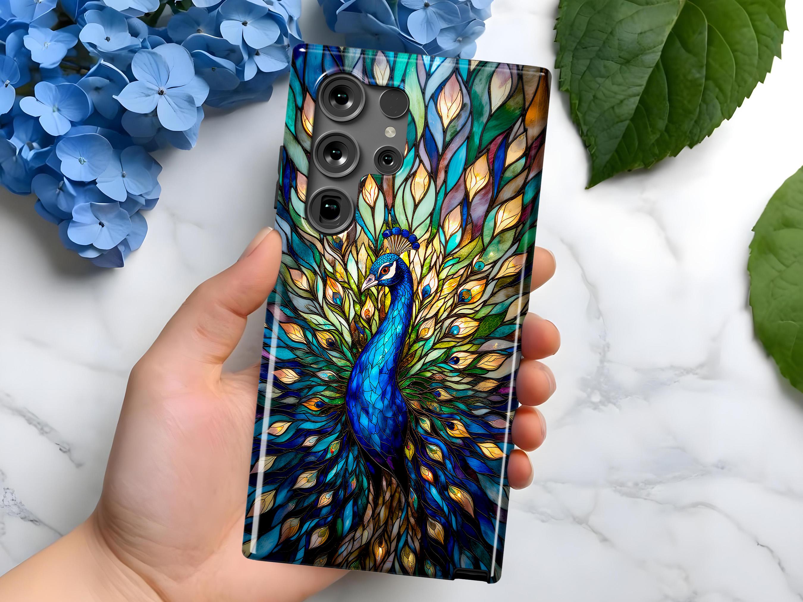 Peacock Stained Glass Mosaic Phone Case | Samsung Galaxy S25, S24, S23, S22, S21 | Plus Ultra FE | Galaxy Note | gift for her him
