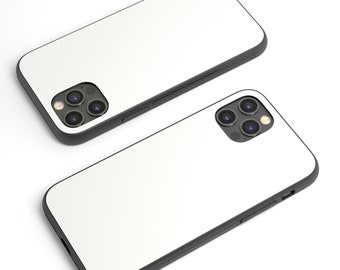 Funda de vidrio de sublimación en blanco para todos los iPhone / Inserto de vidrio / Cubierta de goma negra para iPhone 16, 15, 14, 13, 12, 11, X Pro Max Mini