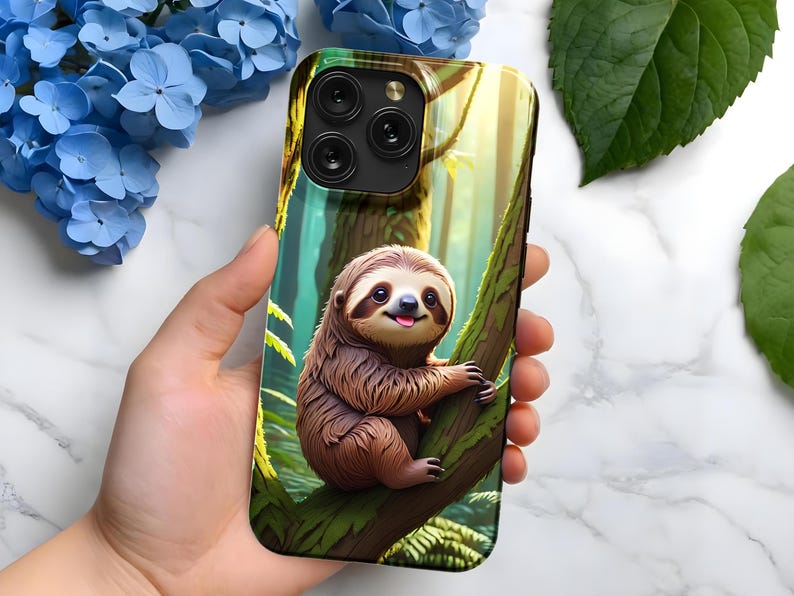 Sloth Custom Phone Case Cute Baby Animal Sloth Phone Case | Magsafe | iPhone 16, 15, 14, 13, 12 ...