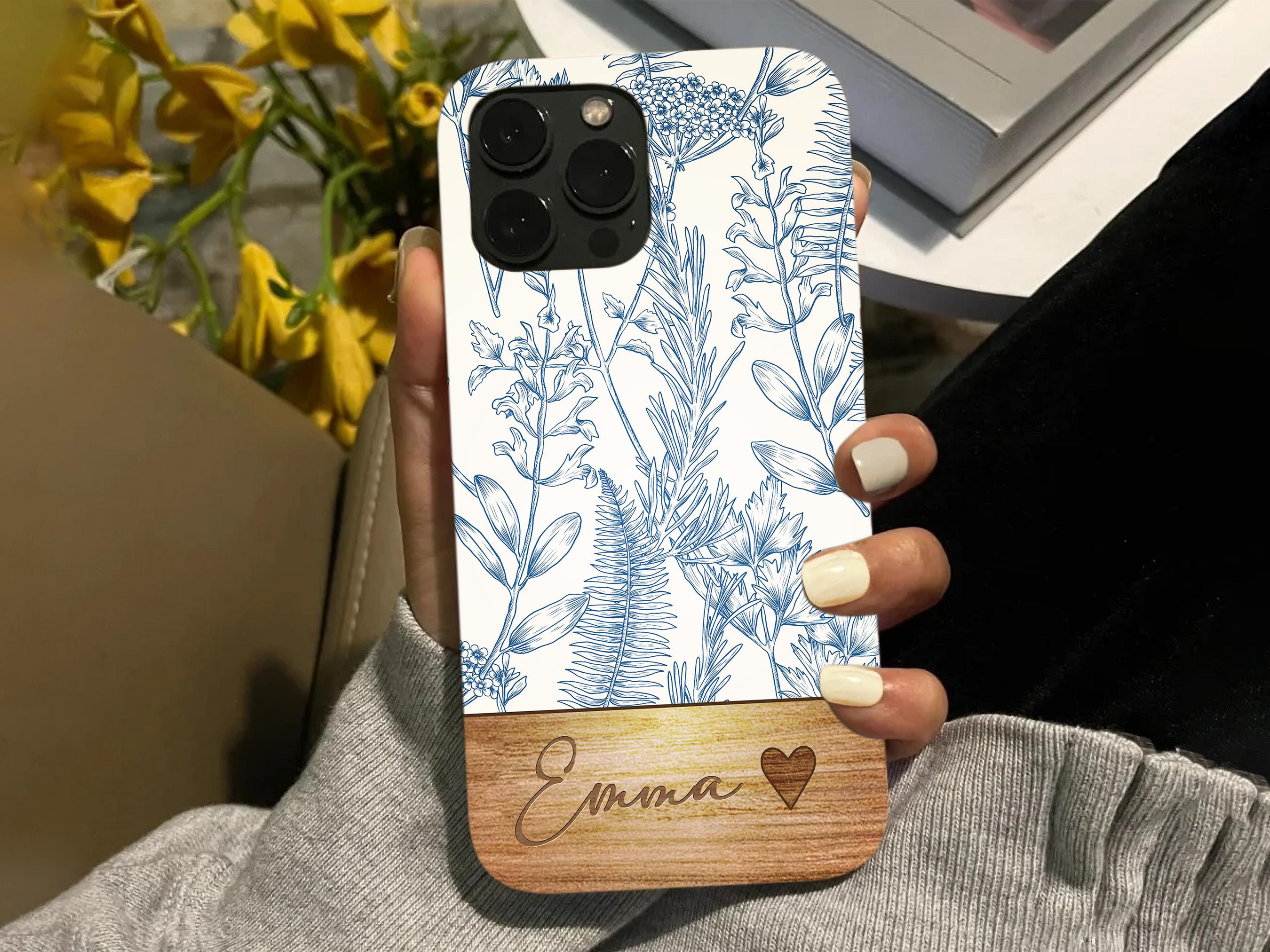 Personalisiertes Geschenk Für Mama Papa Weihnachten Flower Cover IPhone 13 Blumen Muster – Mint Blossom IPhone 13 Pro Silikon Case Apple