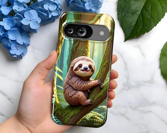 愛らしいナマケモノのスマホケース | かわいい動物デザイン | Google Pixel 9、8、7、6 | 6a、7a、8a | Pro XL | かわいい動物好きの方へのプレゼントに最適