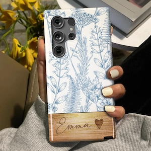 Personalized Floral Wood Phone Case | Custom Name Case