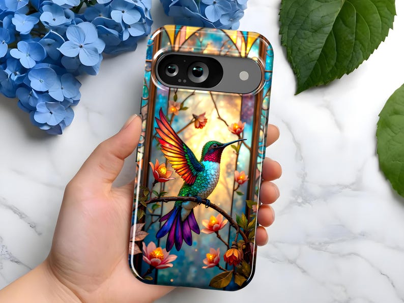 Hummingbird Stained Glass Design Phone Case