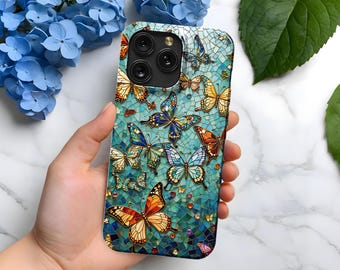 Butterfly Stained Glass Mosaic iPhone Case - MagSafe Compatible