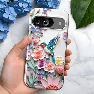 Hummingbird Floral Phone Case | Google Pixel 9, 8, 7, 6 | 6a, 7a, 8a | Pro XL | Perfect Gift for Art Lovers and Bird Fans