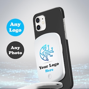 Custom Logo Magnetic Power Bank | iPhone MagSafe | Custom Photo | Personalized Fast Wireless Battery Charger | Gift for him her teen