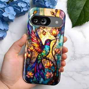 Hummingbird Stained Glass Mosaic Phone Case | Google Pixel 9, 8, 7, 6 | 6a, 7a, 8a | Pro XL | Perfect Gift for Art Lovers and Bird Fans