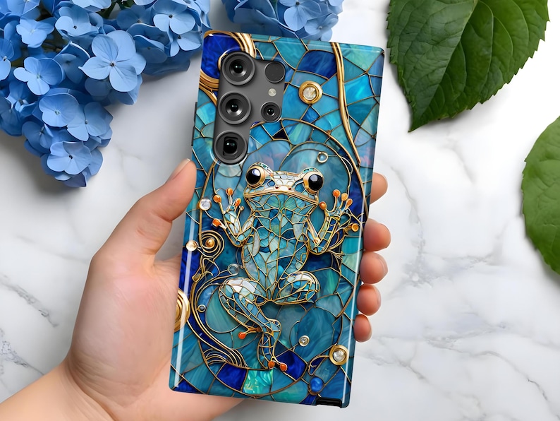 My Custom Phone Blue Frog Stained Glass Mosaic Phone Case