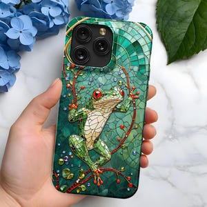 Frog Stained Glass iPhone Case with MagSafe Option