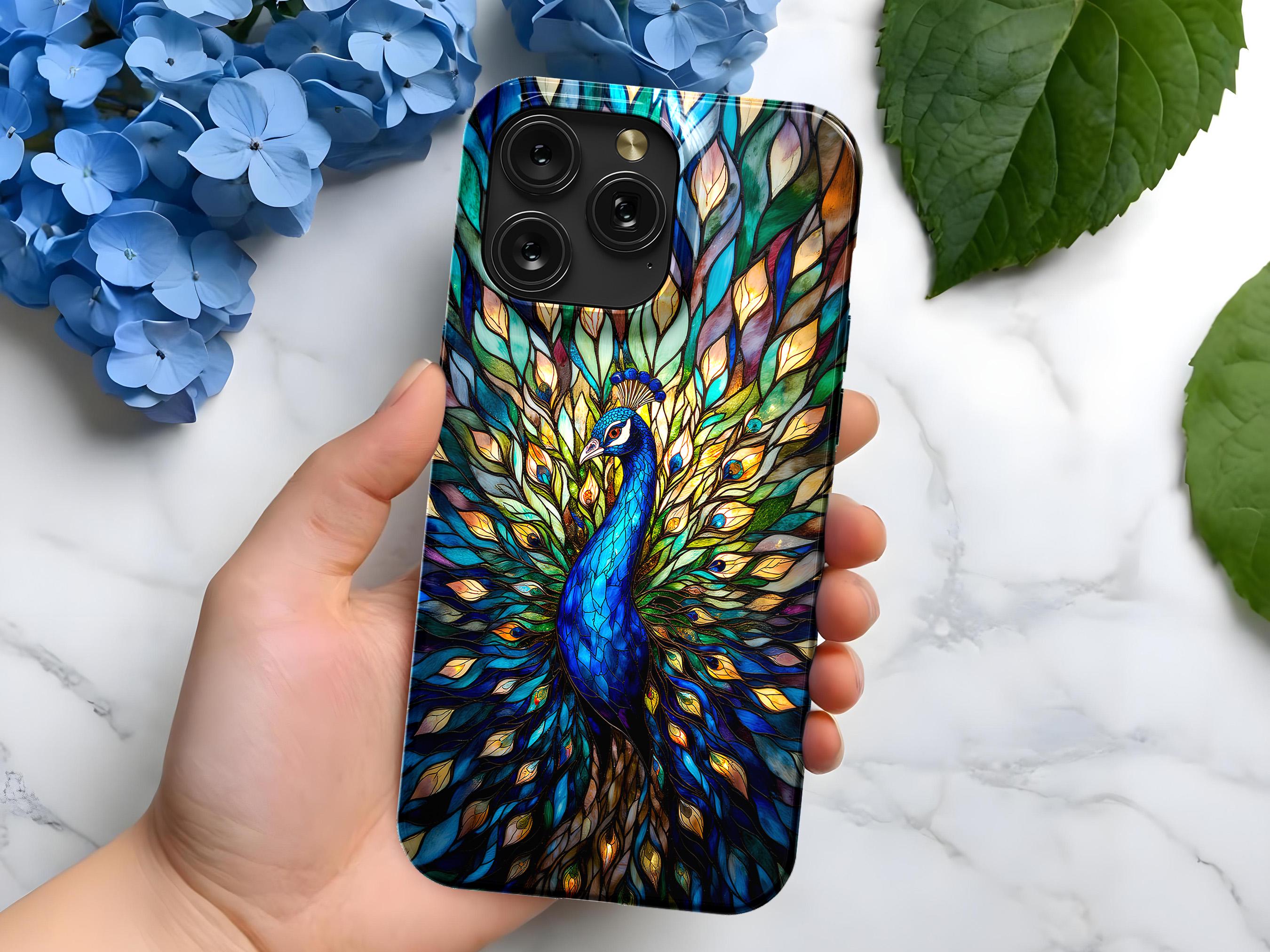 Peacock Stained Glass Phone Case | MagSafe | iPhone 16, 15, 14, 13, 12, 11, SE | Pro Max Plus Mini | gift for her | gift for him