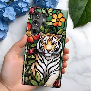 Stained Glass Design Crystal Tiger Phone Case