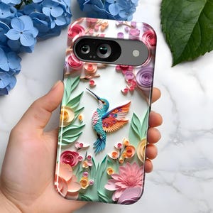 Hummingbird Floral Phone Case | Google Pixel 9, 8, 7, 6 | 6a, 7a, 8a | Pro XL | Perfect Gift for Art Lovers and Bird Fans