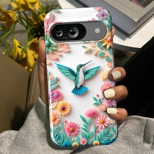 Hummingbird Floral Phone Case | Google Pixel 9, 8, 7, 6 | 6a, 7a, 8a | Pro XL | Perfect Gift for Art Lovers and Bird Fans