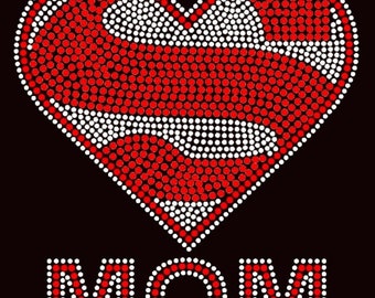 SUPER MOM Rhinestone iron on custom rhinestone Transfer rhinestone heat transfer bling transfer rhinestone transfer design mothers day