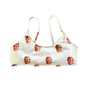 Custom Face Bachelorette Bikini - Bralette Style Swim Top -  Bridal Swimwear