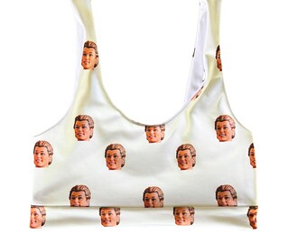 Custom Face Bachelorette Bikini - Sporty Style Swim Top -  Bridal Bikini Top