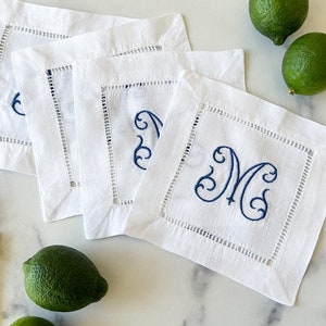Monogrammed Linen Cocktail Napkins