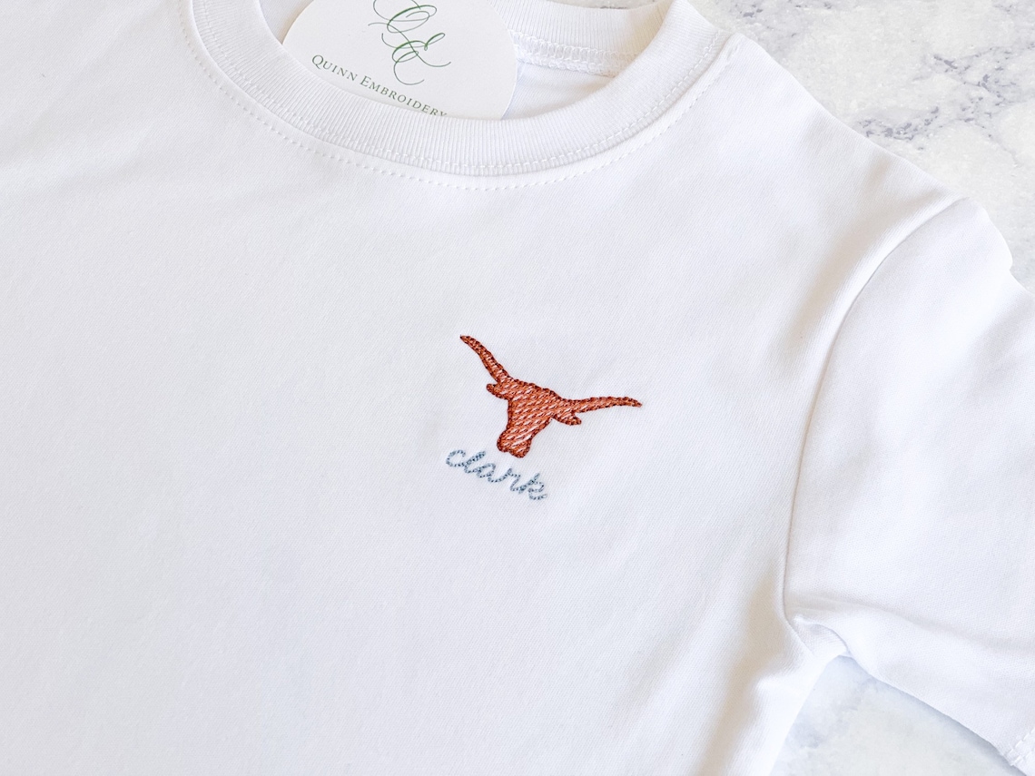 Longhorn Custom Embroidery Tshirt for Baby Toddler Kids Etsy