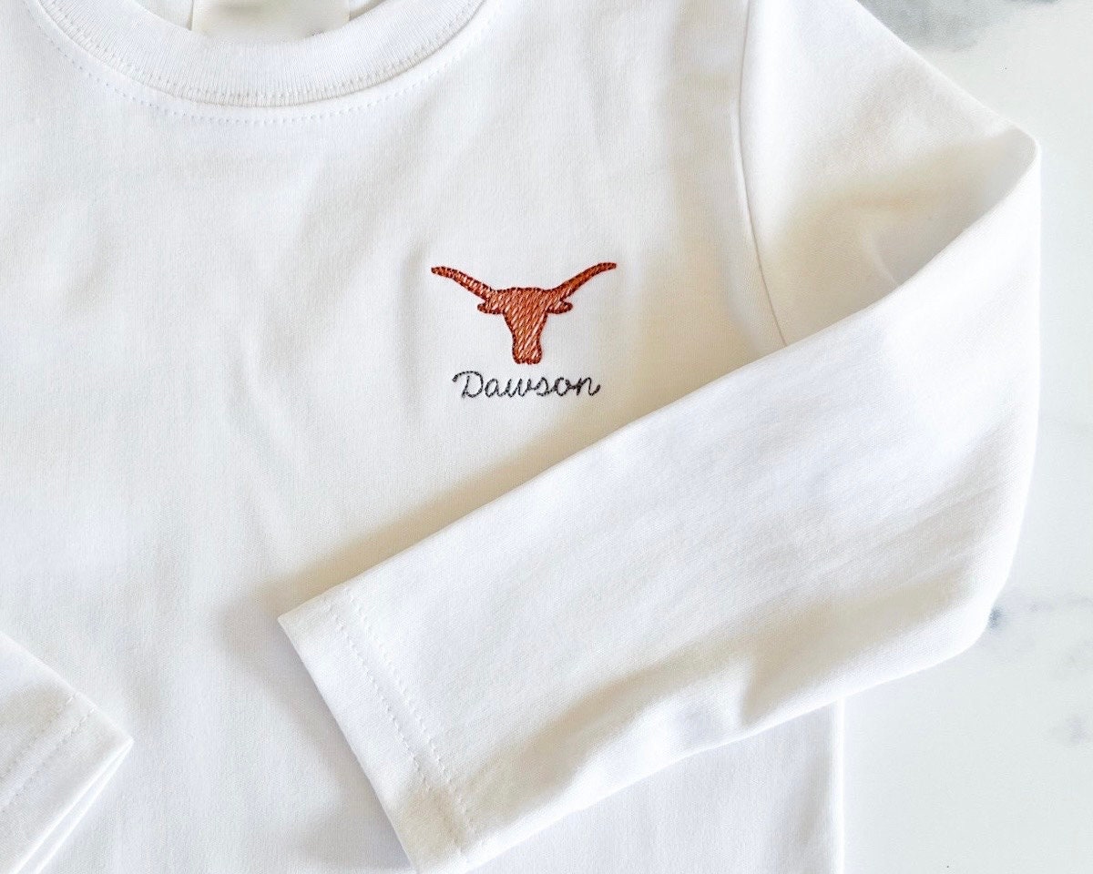 Longhorn Custom Embroidery Tshirt for Baby Toddler Kids Etsy