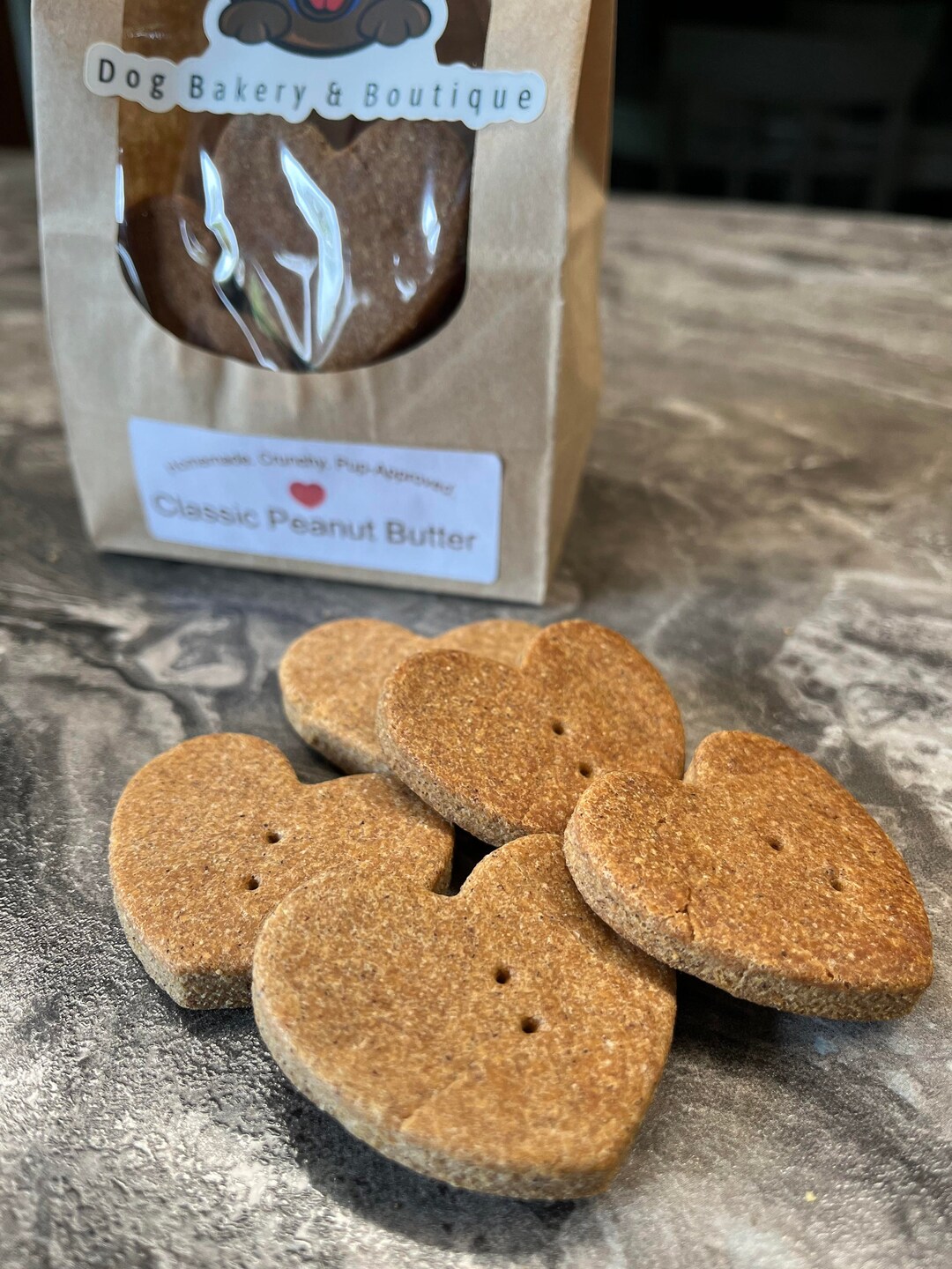 Peanut Butter Heart Shaped Dog Treats With Guaranteed Analysis Etsy