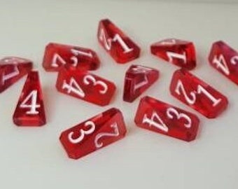 D4 Dice, Unique Facet Shaped, fantasy dnd prop, great for use in spell and potion props, 3d printed dice, red