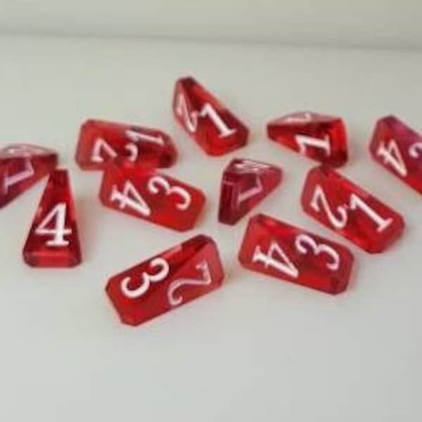 D4 Dice, Unique Facet Shaped, fantasy dnd prop, great for use in spell and potion props, 3d printed dice, red