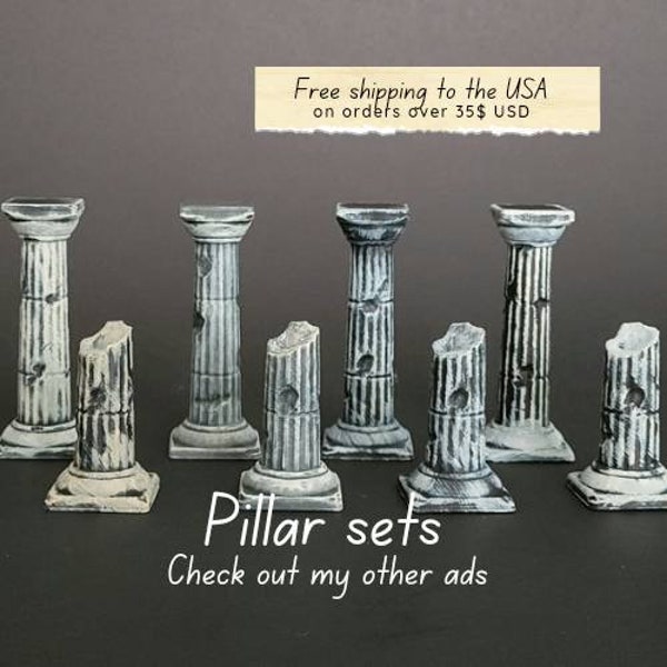 Pillars, Roman Greek Style Columns, Scatter Terrain Scenery for Tabletop 28mm Miniature Wargames, 3d Printed and Paintable, dnd, fantasy