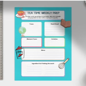 Tea Time Weekly Prep Printable
