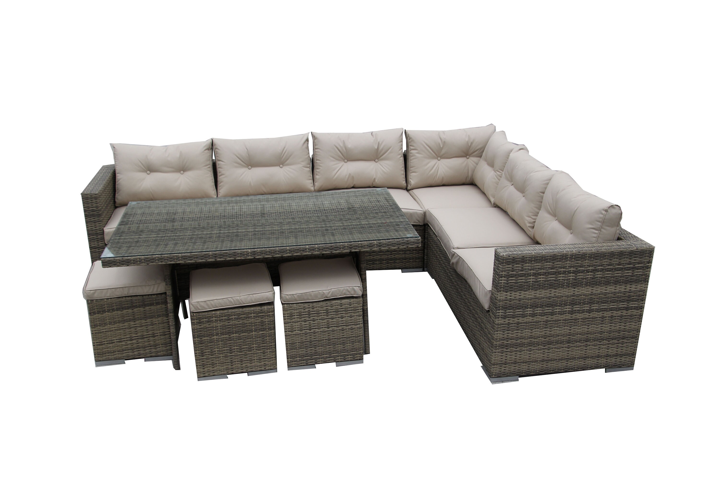 Rattan Corner Garden Sofa Dining Table Set Furniture Grey Mix Etsy UK