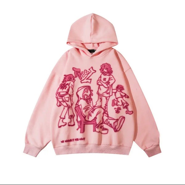 Y2K Aesthetic Trendy Cozy Autumn Hoody for women,Y2K pullover hoodie, Pink Graphic Print Fall Hoodie, Gift, Winter Cute Hoodie