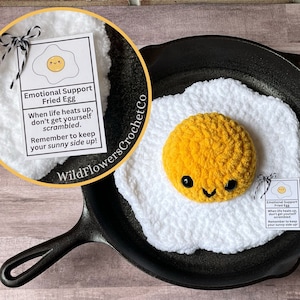 Emotional Support Fried Egg, Sunny Side Up Egg Plush, Support Plushie, Cheer Up Gift, Fried Egg Desk Buddy, Gift for Foodie, Trendy Gifts