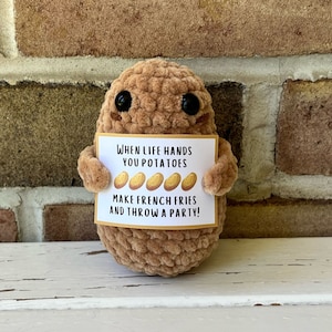 When Life Hands You Potatoes, Crocheted Potato Plush, Gift for Potato Lover, Potato Stuffed Toy, Potato Plushie, Desk Buddy