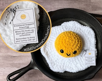 Emotional Support Fried Egg, Sunny Side Up Egg Plush, Support Plushie, Cheer Up Gift, Fried Egg Desk Buddy, Gift for Foodie, Trendy Gifts