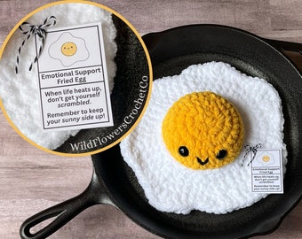 Emotional Support Fried Egg, Sunny Side Up Egg Plush, Support Plushie, Cheer Up Gift, Fried Egg Desk Buddy, Gift for Foodie, Trendy Gifts