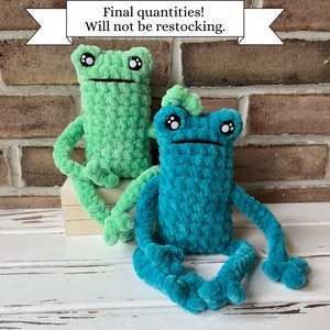 Crocheted Leggy Frog, Frog Fidget Plushie, Froggy Plush, Gift for Frog Lover, Frog Stuffed Animal, Crochet Frog, Desk Pet