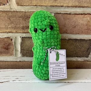 Small Emotional Support Pickle, Crocheted Pickle Plush, Gift for Pickle Lover, Pickle Stuffed Toy, Pickle Plushie, Coworker Gift, Desk Buddy