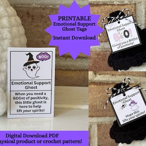 PRINTABLE Emotional Support Ghost Tags, Lift your Spirits, BOOst of Positivity, Digital PDF, Display for Ghosts, Ghost Tag, Halloween Labels