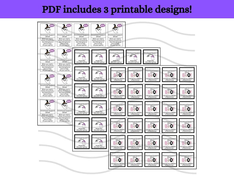 PRINTABLE Emotional Support Ghost Tags, Lift Your Spirits, Boost of ...