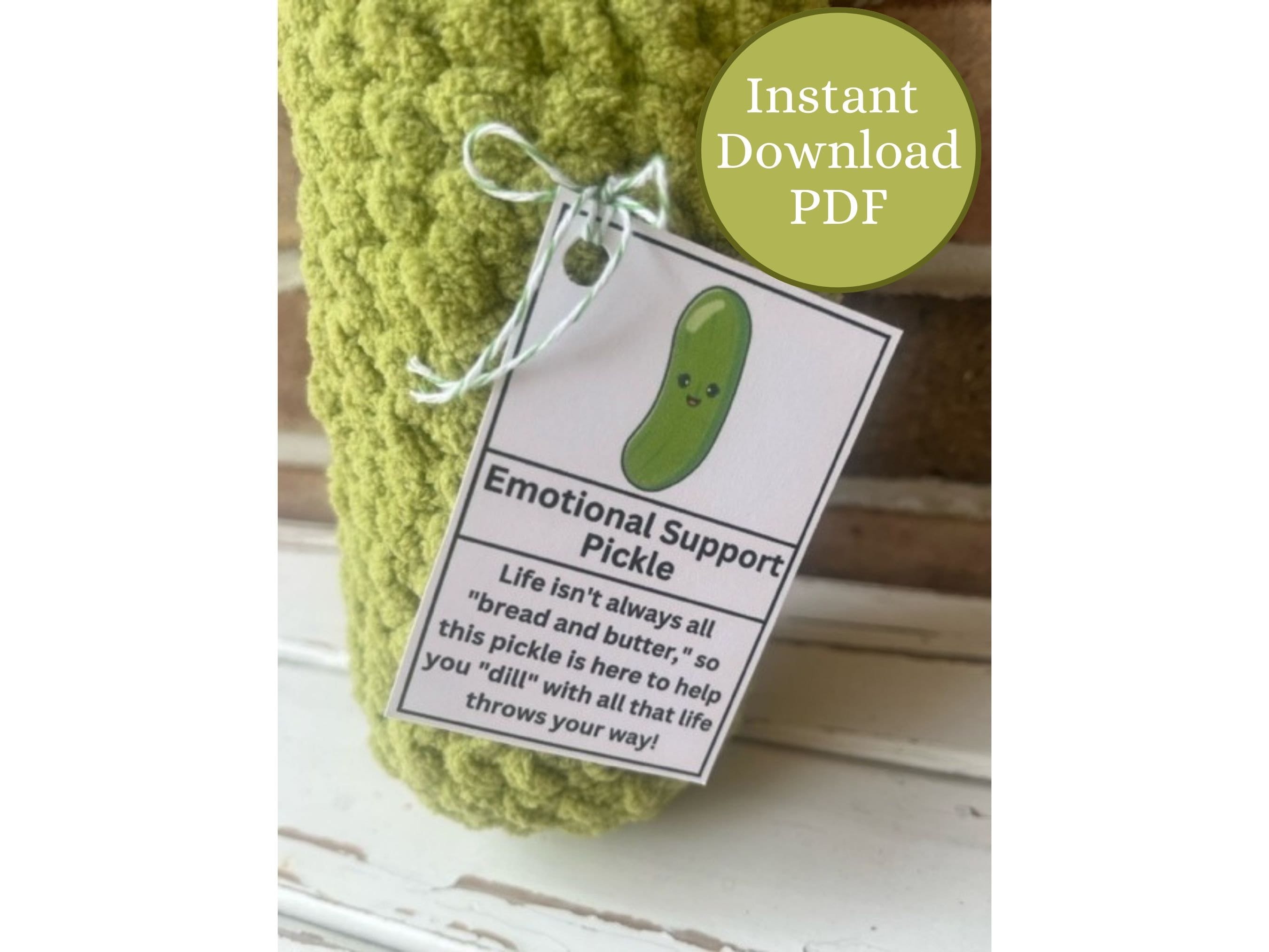 PRINTABLE Emotional Support Pickle Tags, Digital PDF, Market Tags, Display  Tags for Handmade Crochet Pickles, Gift Tags, Product Hang Tags 