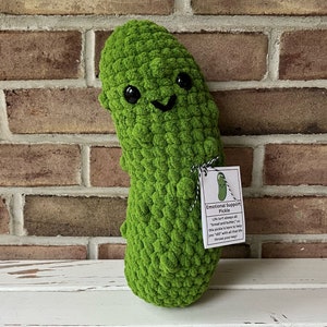 Emotional Support Pickle, Crocheted Pickle Plush, Gift for Pickle Lover, Pickle Stuffed Toy, Amigurumi Pickle Plushie, Stuffed Pickle