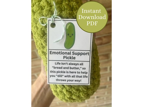 PRINTABLE Emotional Support Pickle Tags Digital PDF Market Tags