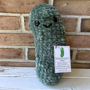 Chunky Emotional Support Pickle, Crocheted Pickle Plush, Gift for Pickle Lover, Pickle Stuffed Toy, Amigurumi Pickle Plushie, Stuffed Pickle