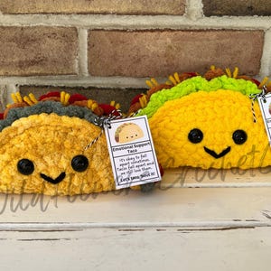 Emotional Support Taco, Crocheted Taco Plush, Gift for Taco Lover, Taco Stuffed Toy, Amigurumi Taco Plushie, Stuffed Taco, Gift for Foodie
