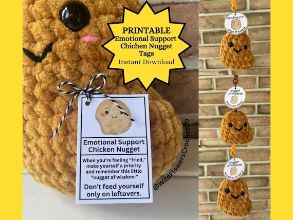 PRINTABLE Emotional Support Chicken Nugget Tags, Nugget of Wisdom