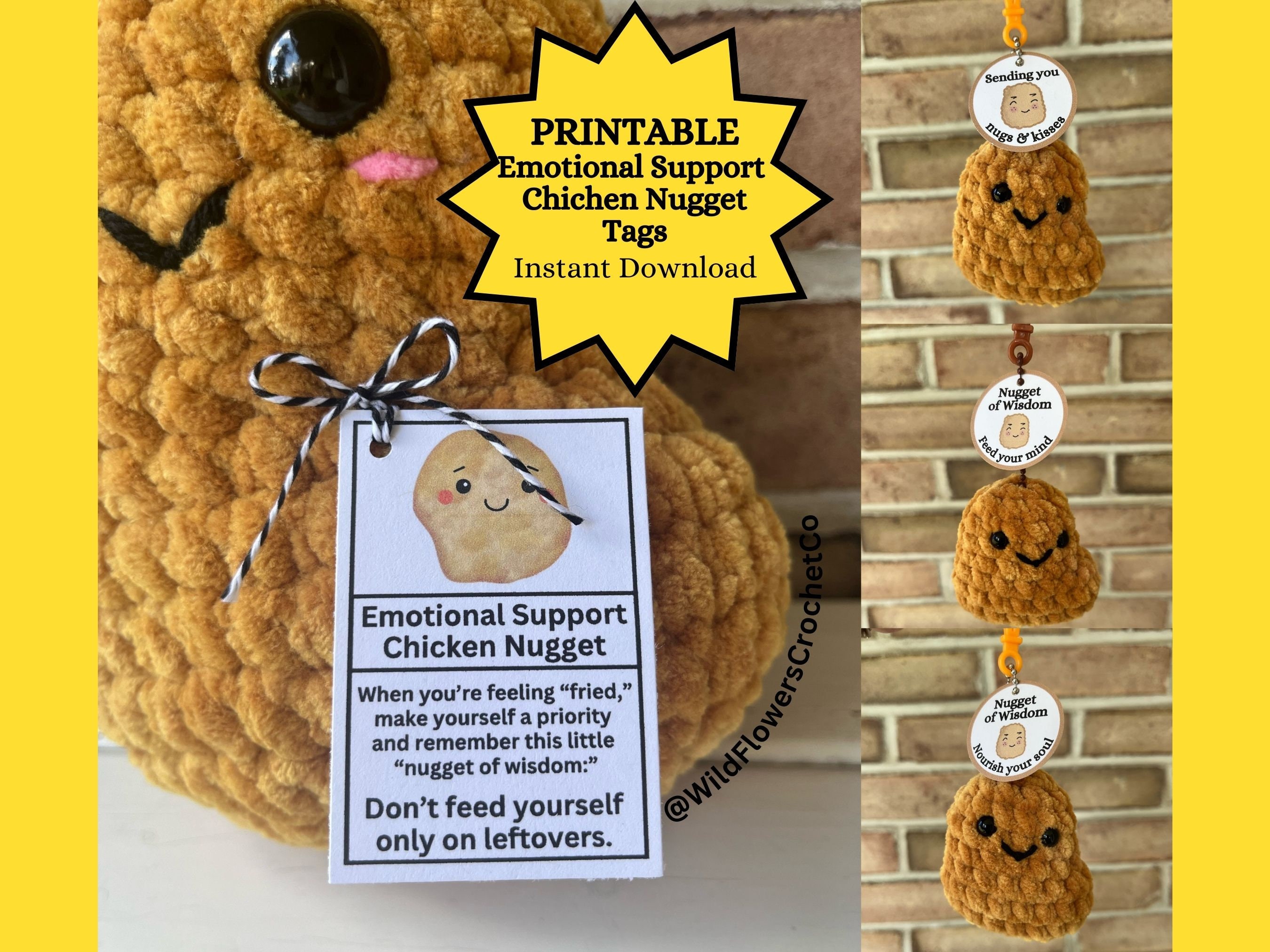 PRINTABLE Emotional Support Chicken Nugget Tags, Nugget of Wisdom, Display  for Nuggets, Nugget Gift Tags, Chicken Nugget Labels, Digital PDF 
